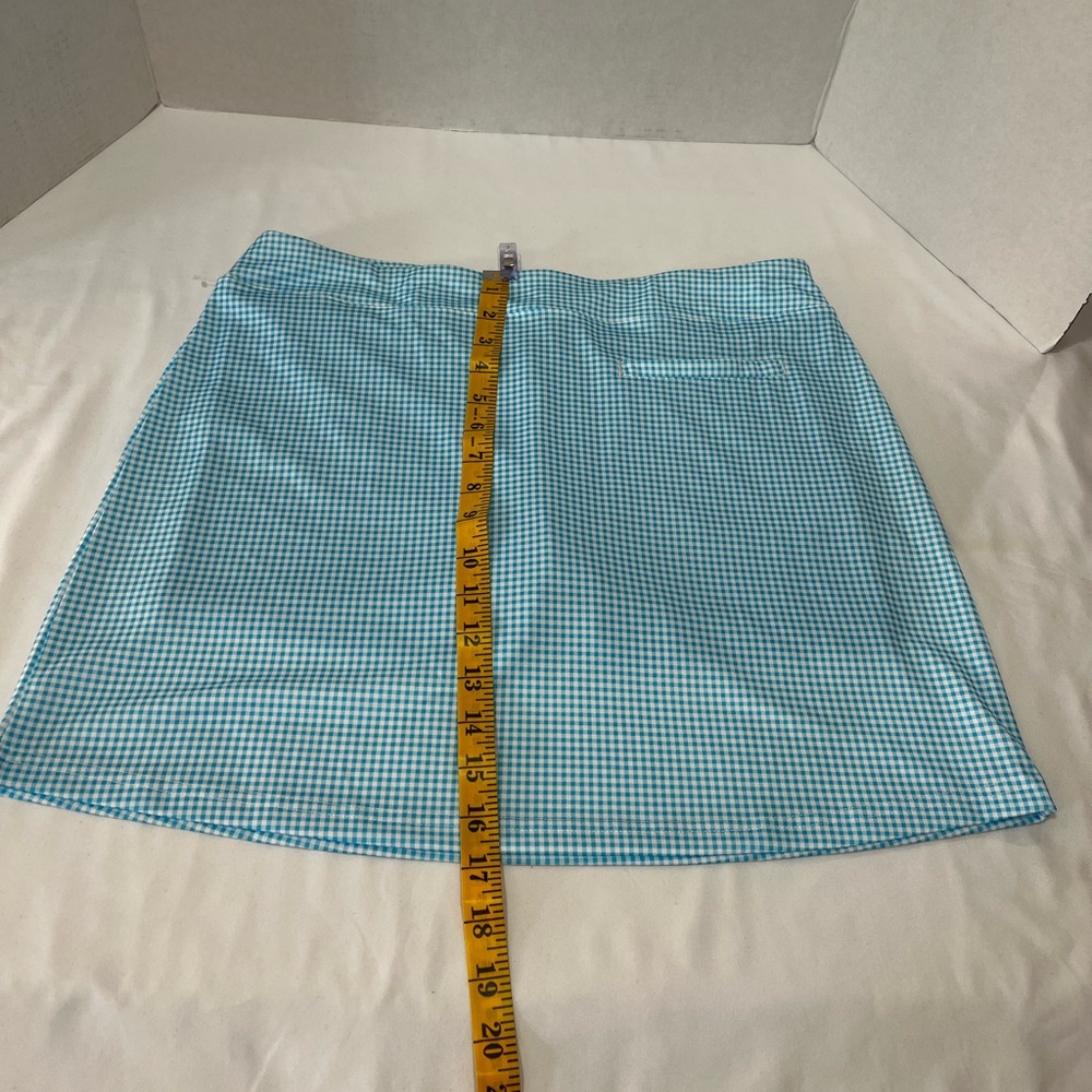Pebble Beach Light Blue Gingham Mini Skirt